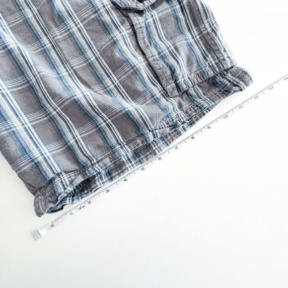 Burnside Mens Cargo Shorts Side Pockets Plaid Blue Gray Size 36 - Picture 9 of 9